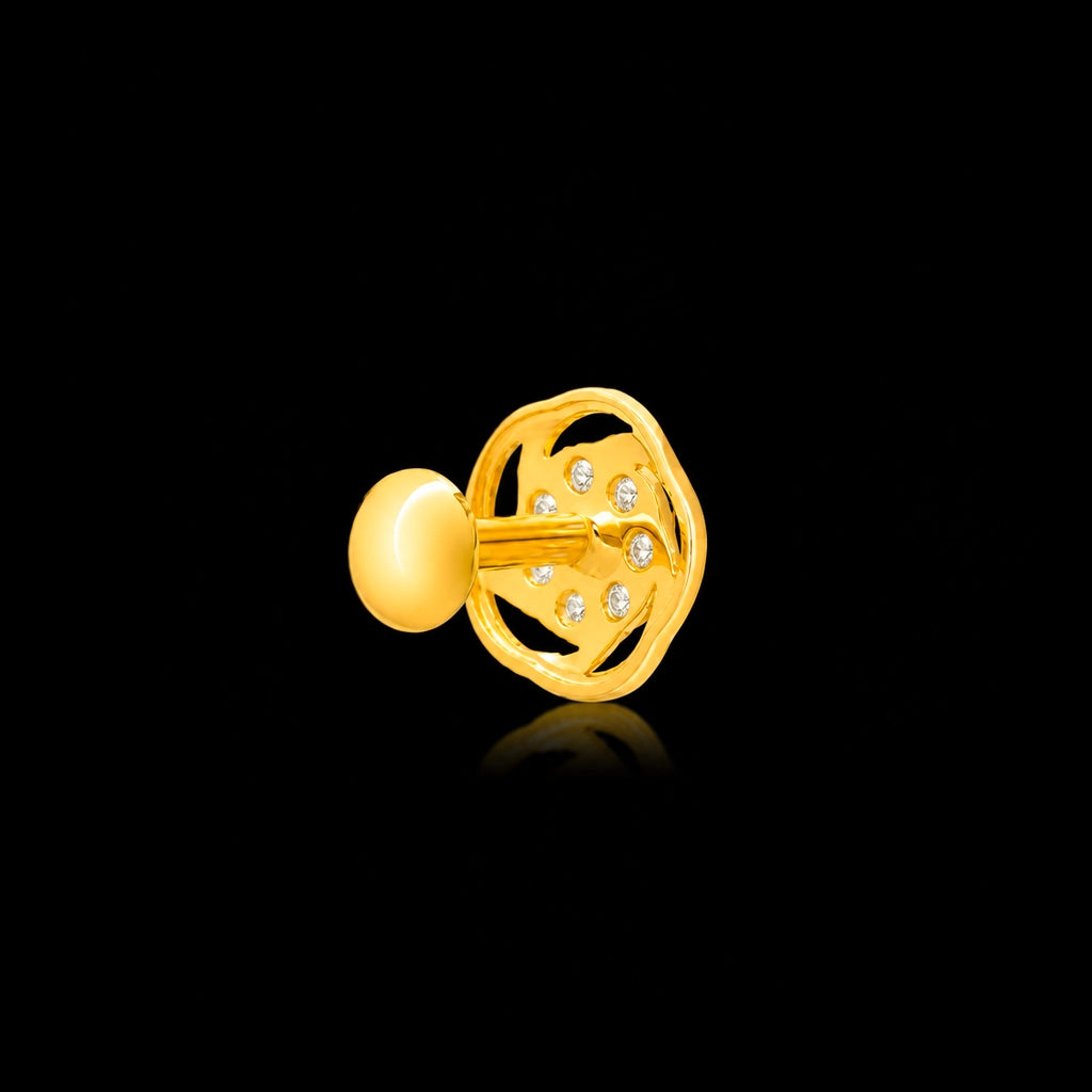 CZ Swirl Knot Stud Stone Stud Gold Layered