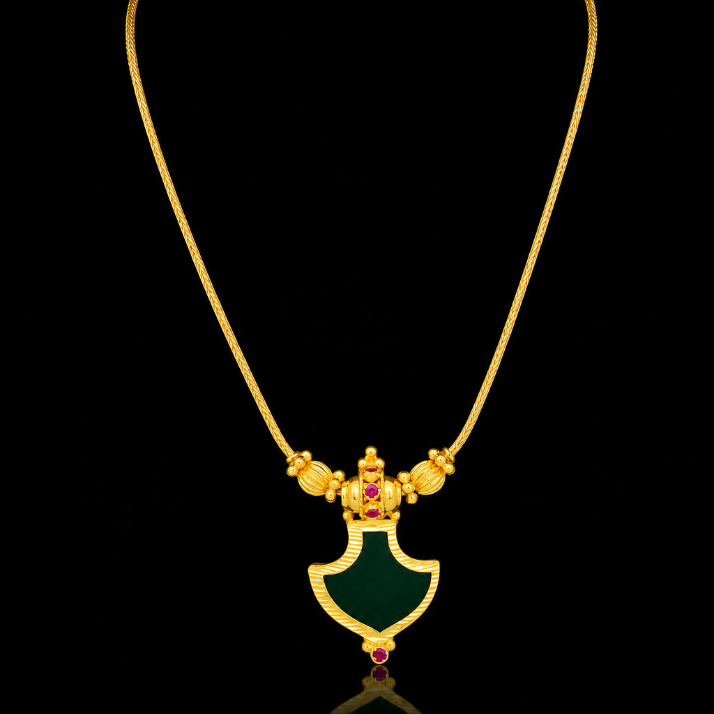 Palakka Mango Green Stone Necklace PSPKNPG3-036