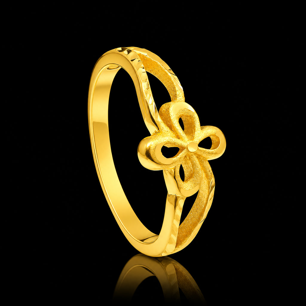 Clover Twin Loop Band Ring Gold Layered