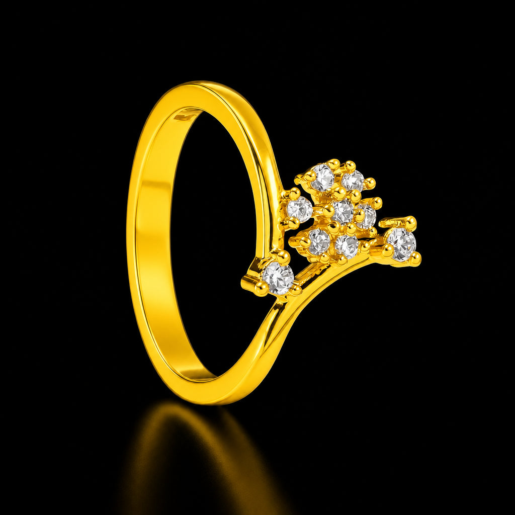 CZ Crown Tiara Band Stone Ring Gold Layered