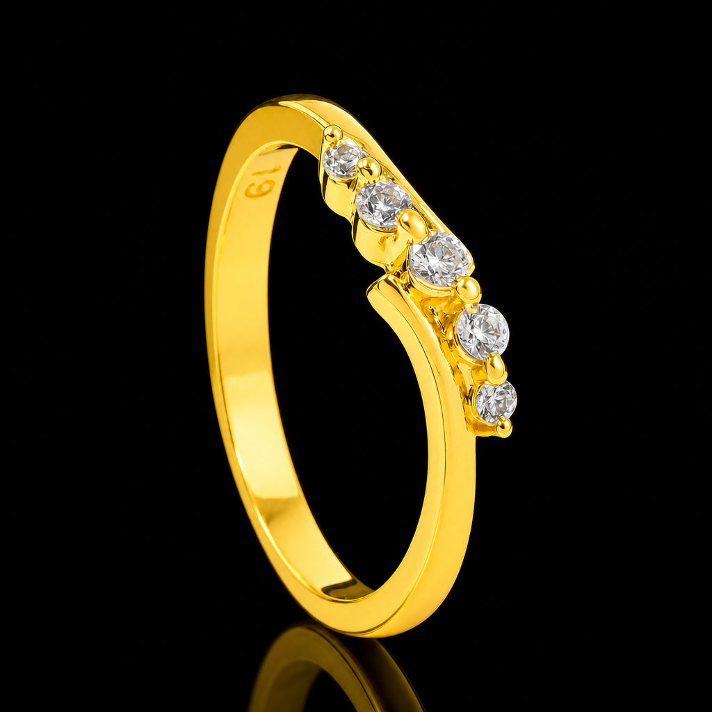 CZ Wave Trio Fine Stone Ring Gold Layered