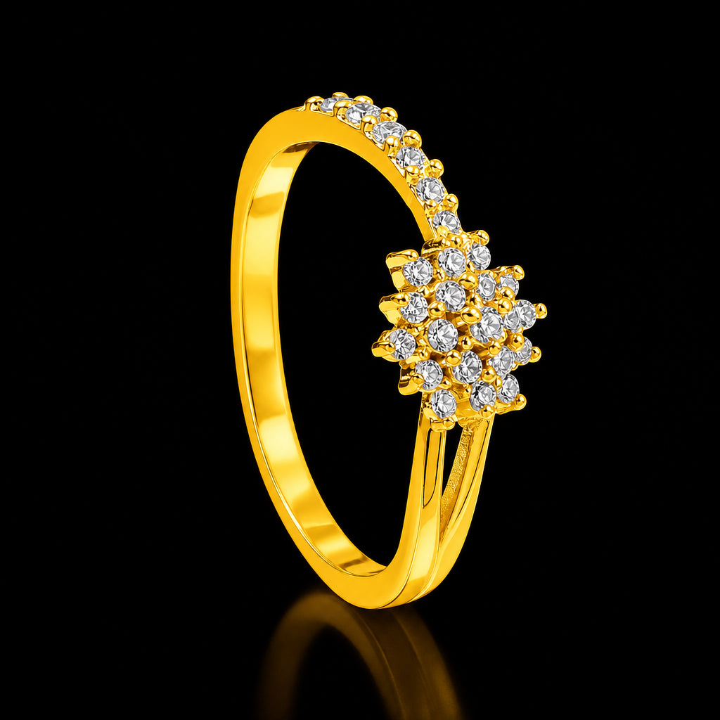 CZ Bloom Star Split Stone Ring Gold Layered