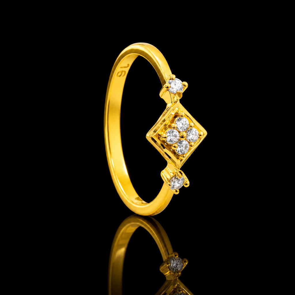 CZ Twin Fine Stone Ring Gold Layered