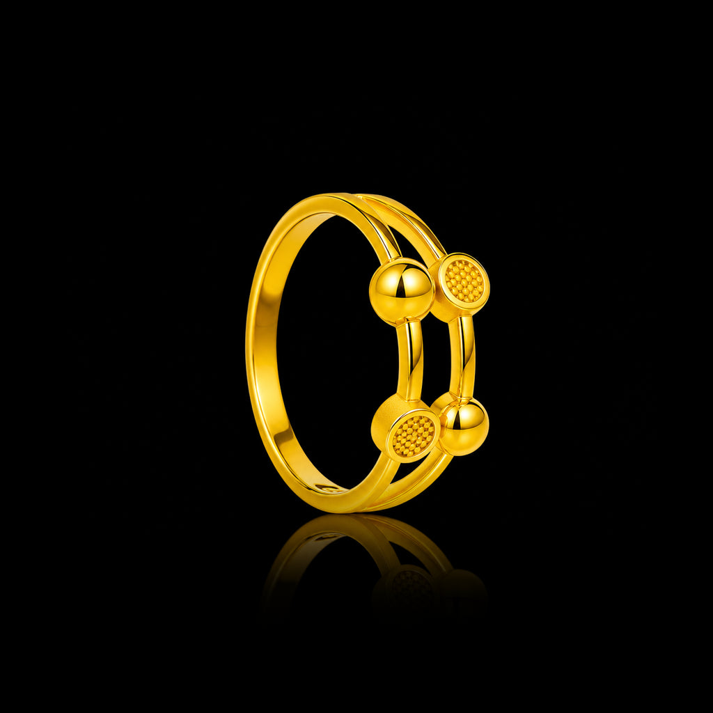 Twin Ball Curl Band Ring Gold Layered