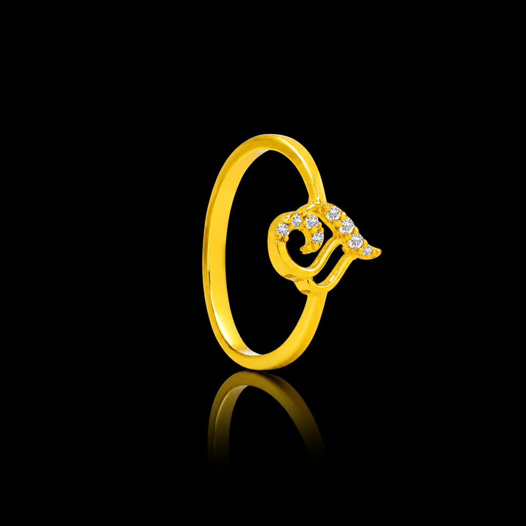 CZ Curl Loop Fine Stone Ring Gold Layered