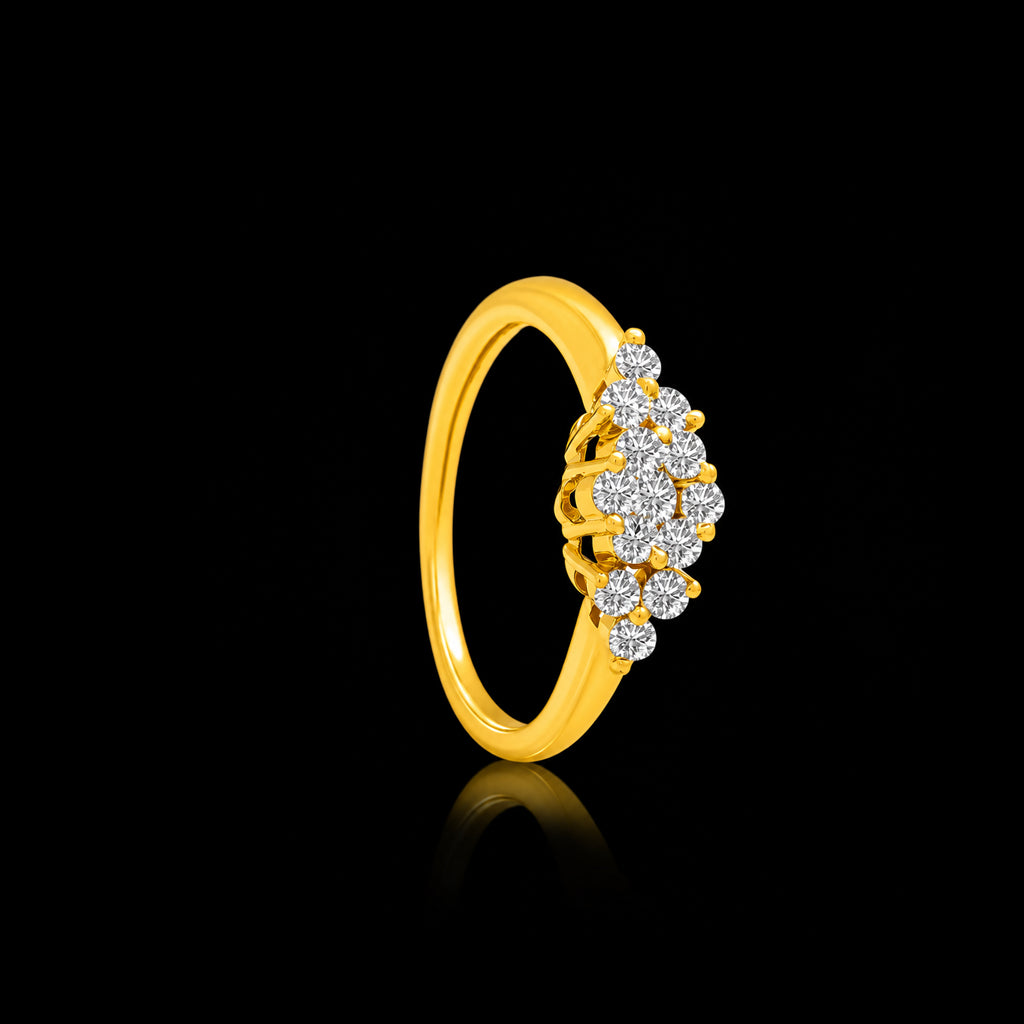 Pearl Cluster Fine Band Ring Gold Layered