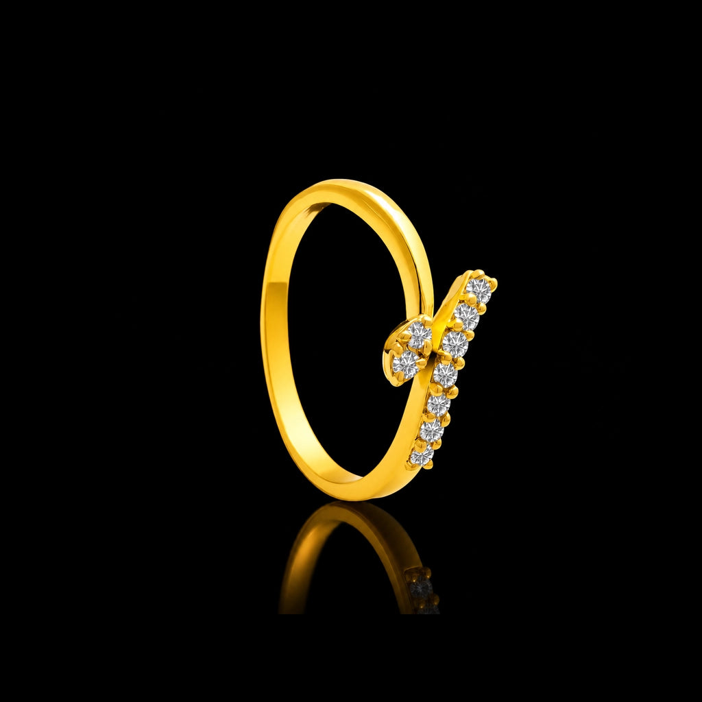 CZ Bar Solitaire Fine Stone Ring Gold Layered