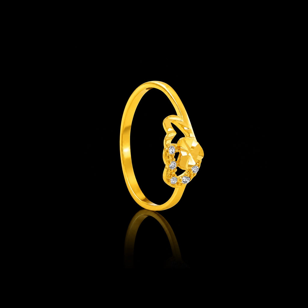CZ Leaf Curl Fine Stone Ring Gold Layered