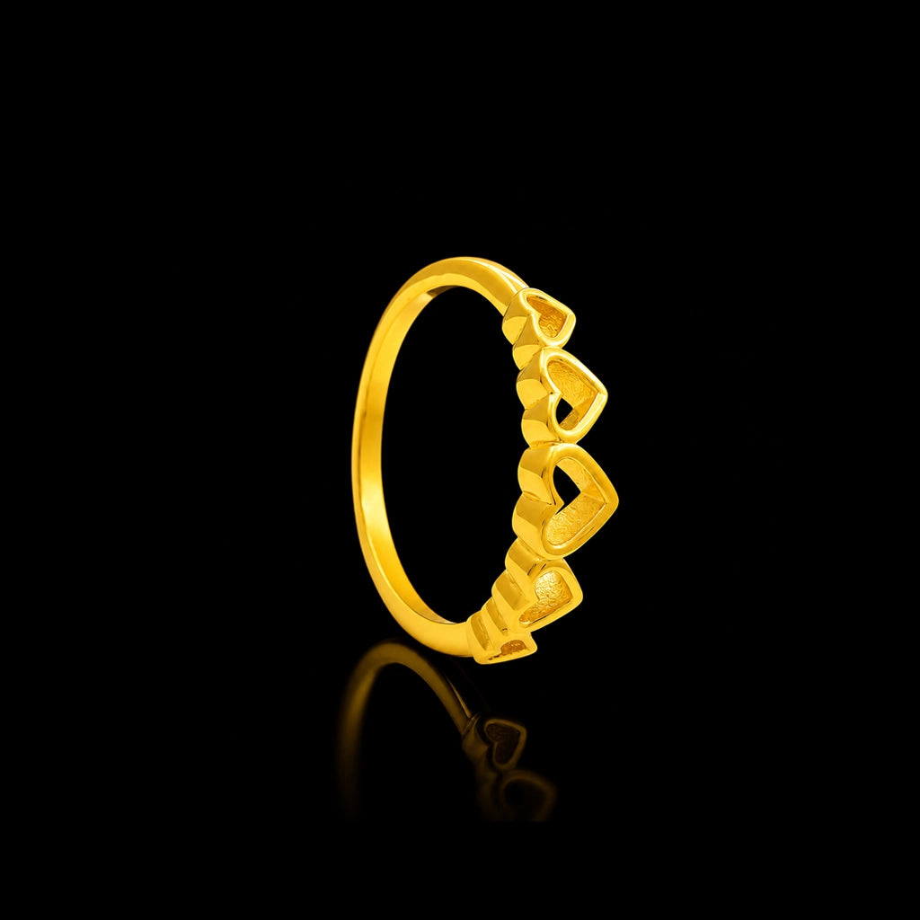 Heart Row Fine Band Ring Gold Layered