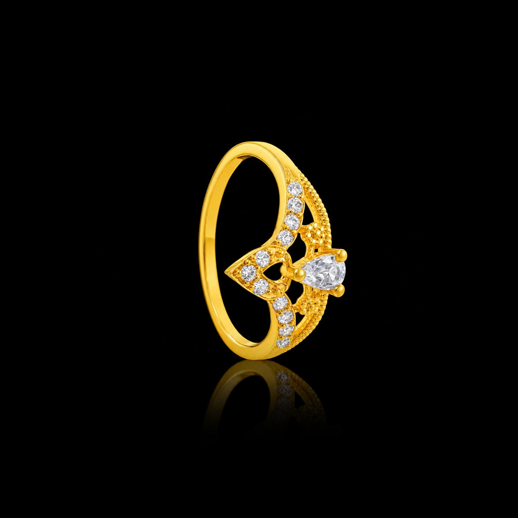 CZ Kite Lattice Fine Stone Ring Gold Layered