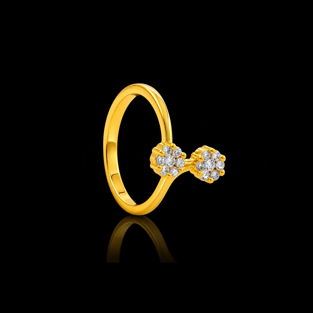CZ Bloom Duo Fine Stone Ring Gold Layered