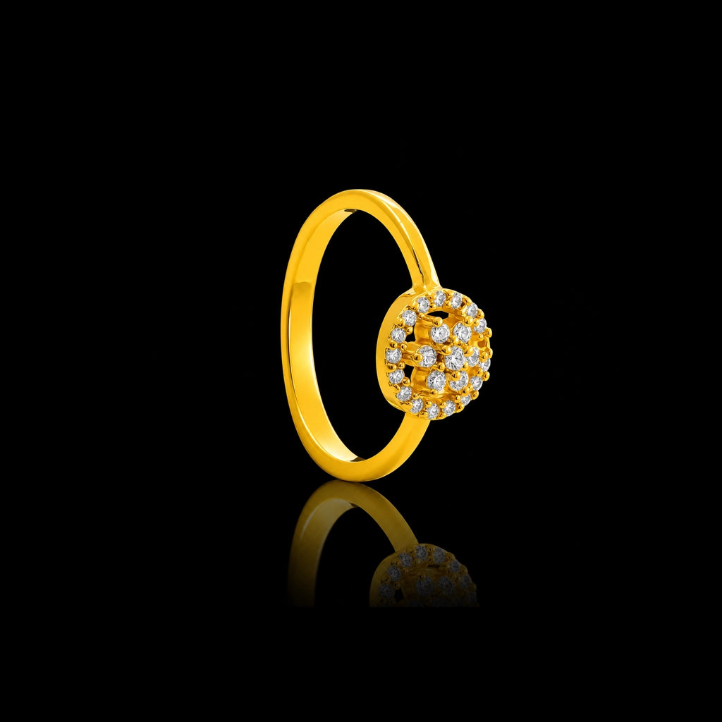 CZ Oval Cluster Fine Stone Ring Gold Layered