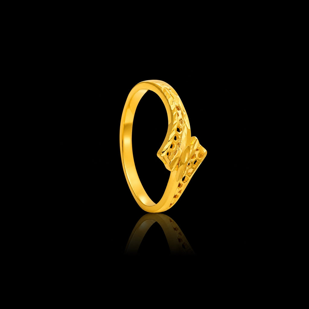 Fan Lattice Slim Band Ring Gold Layered