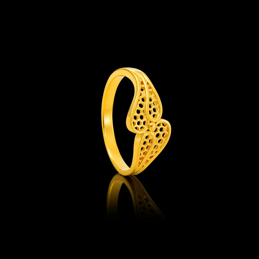 Heart Lattice Slim Band Ring Gold Layered
