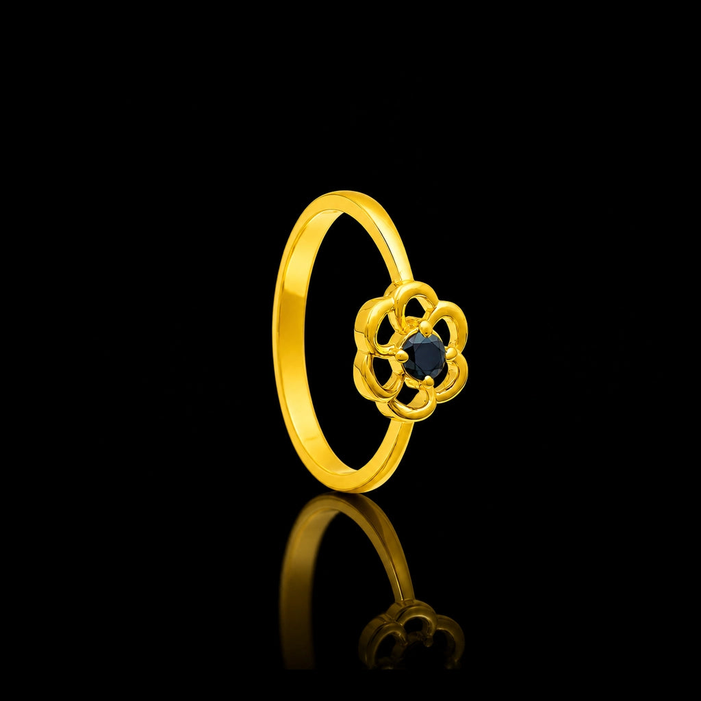 Blue Bloom Petal Fine Stone Ring Gold Layered