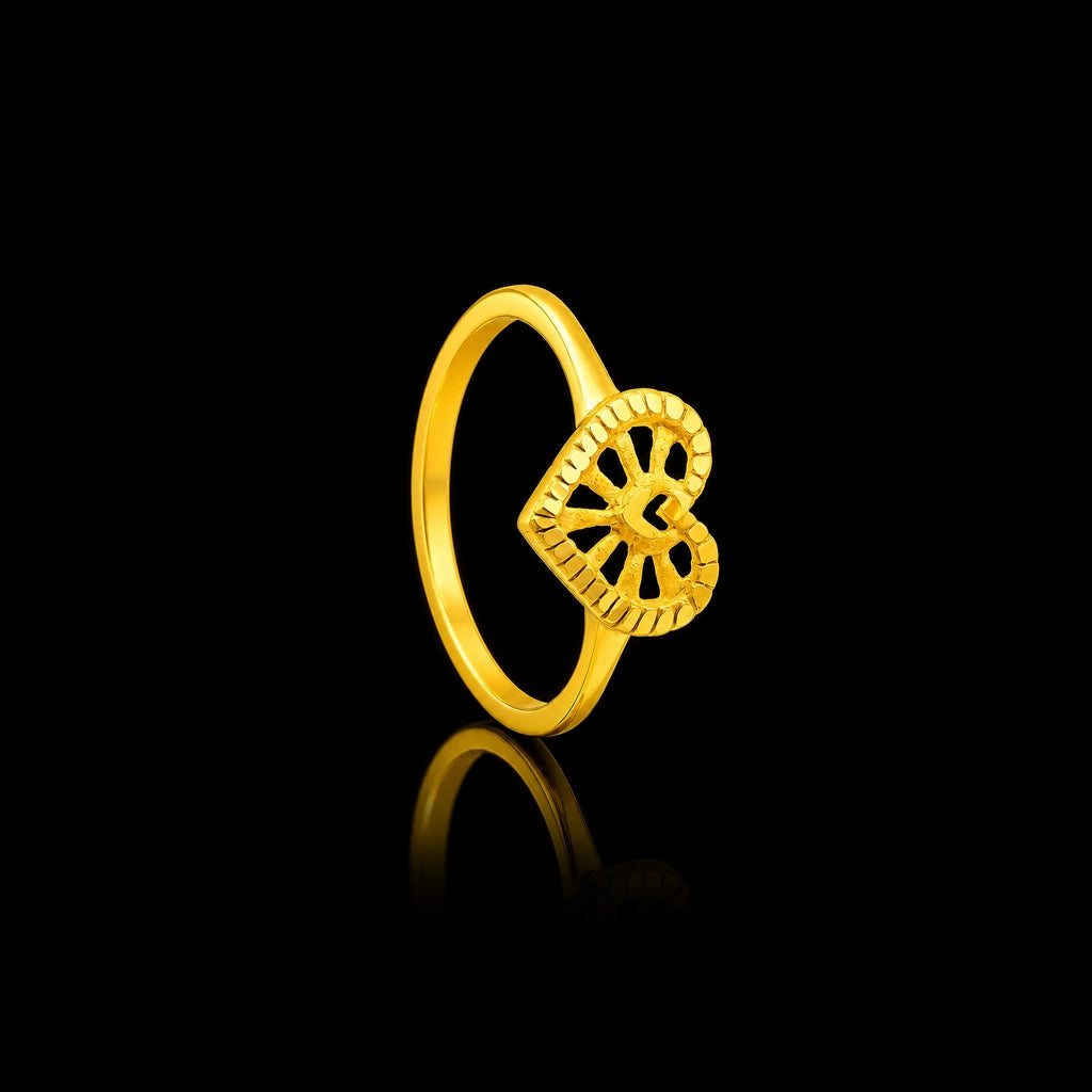 Heart Lattice Face Band Ring Gold Layered