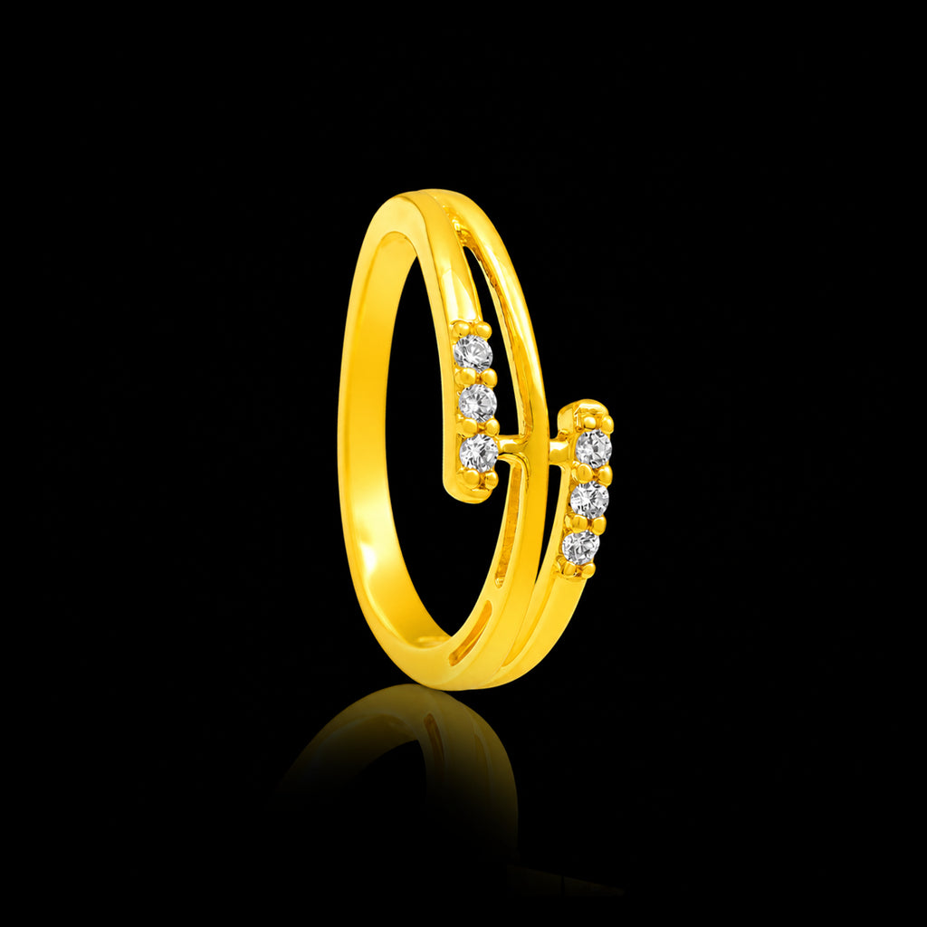 CZ Twin Line Fine Stone Ring Gold Layered