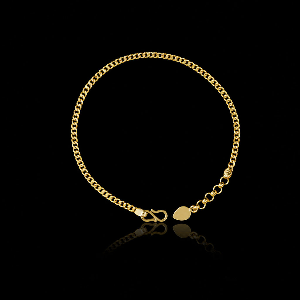 Curb Chain Heart Charm Classic Bracelet Gold Layered