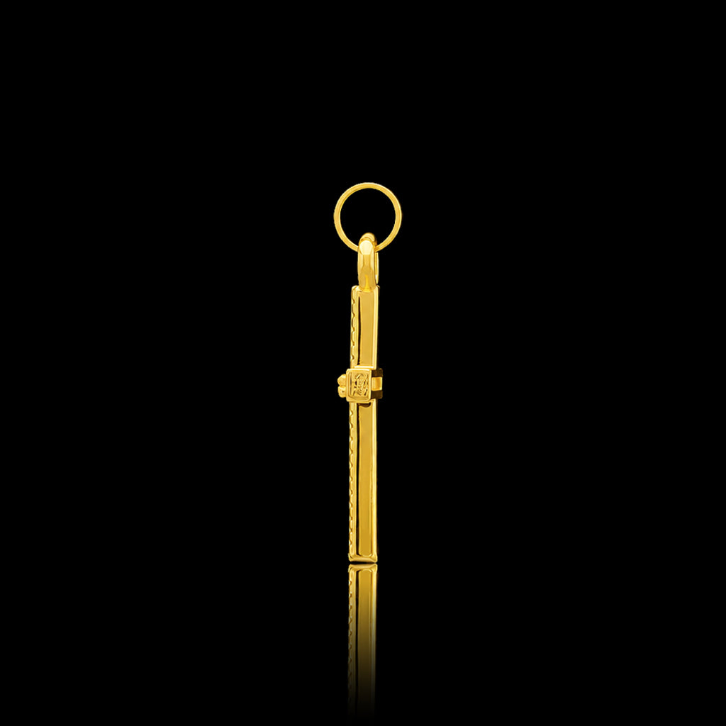 CZ Milgrain Rail Cross Pendant with Chain Gold Layered
