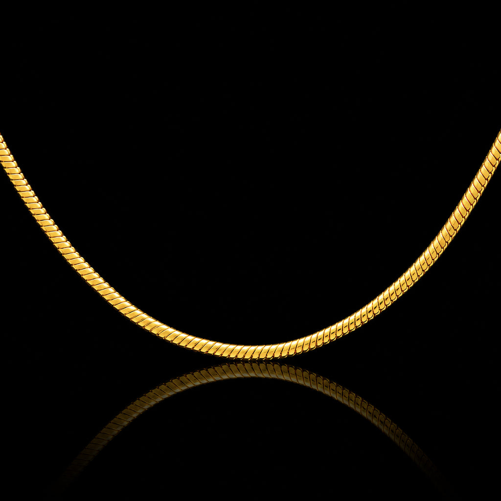 Gents Flat Snake Plain Chain Gold Layered