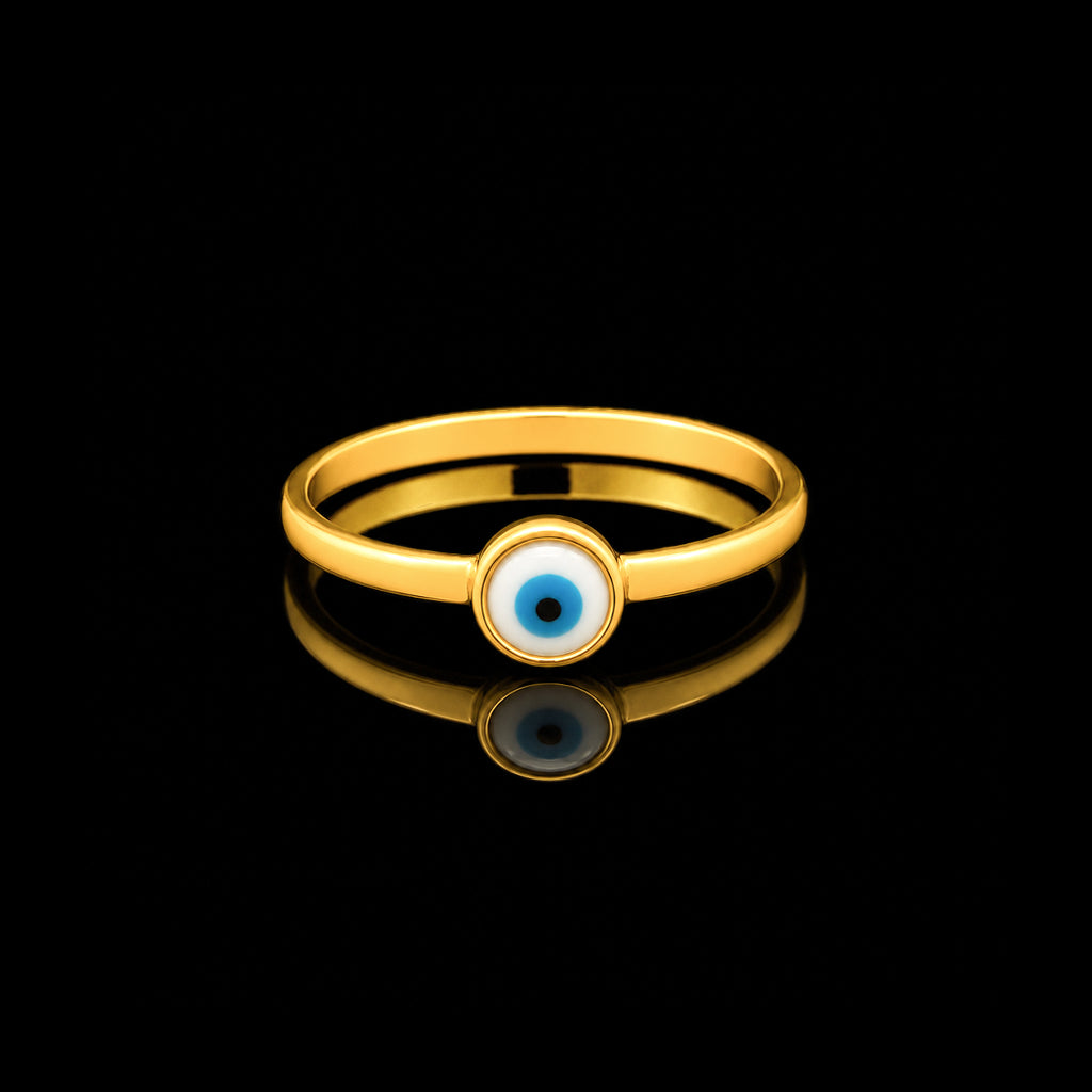 Evil Eye Bezel Solitaire Fine Ring Gold Layered
