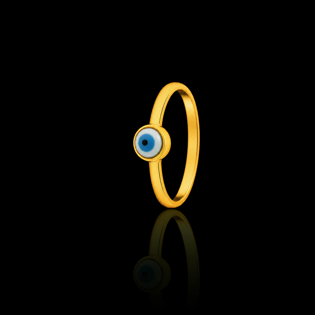 Evil Eye Bezel Solitaire Fine Ring Gold Layered