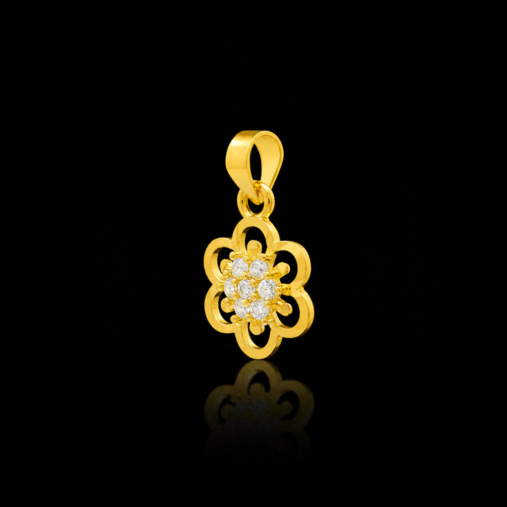 CZ Bloom Open Petal Cluster Pendant Gold Layered