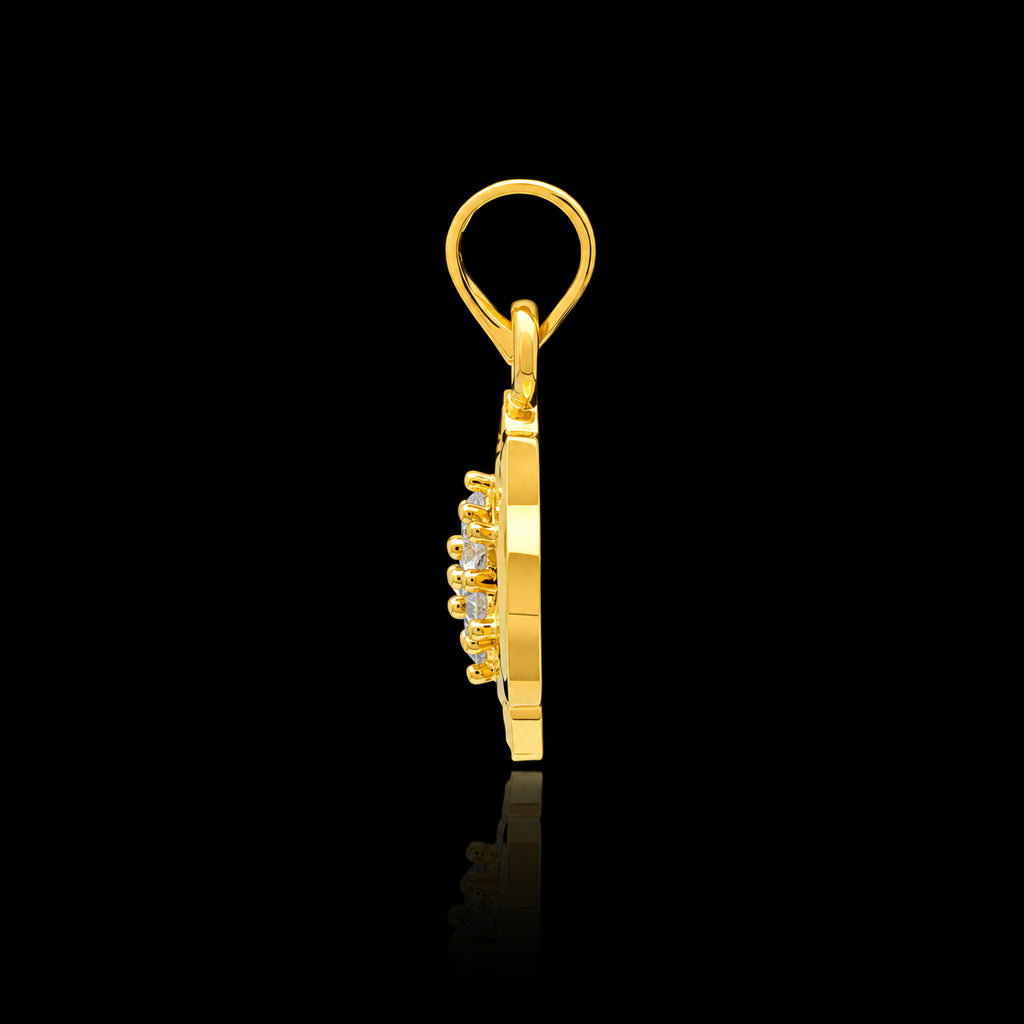 CZ Lotus Open Petal Cluster Pendant Gold Layered