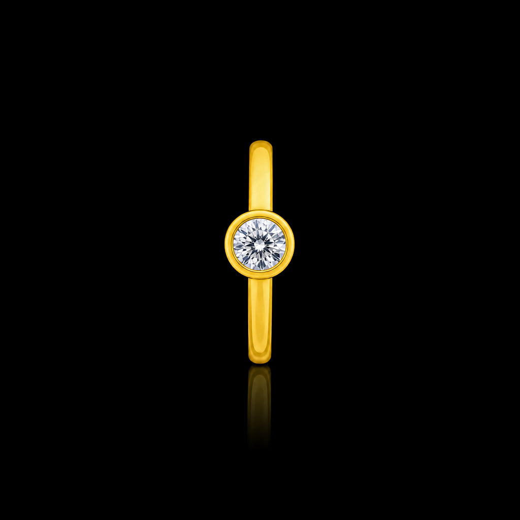 CZ Round Bezel Solitaire Ring Gold Layered