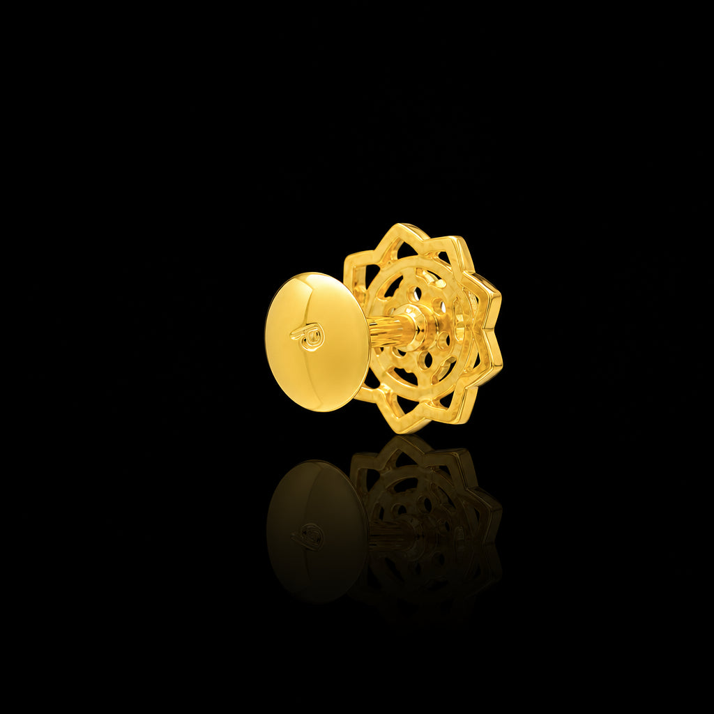 CZ Lotus Open Frame Cluster Stud Gold Layered