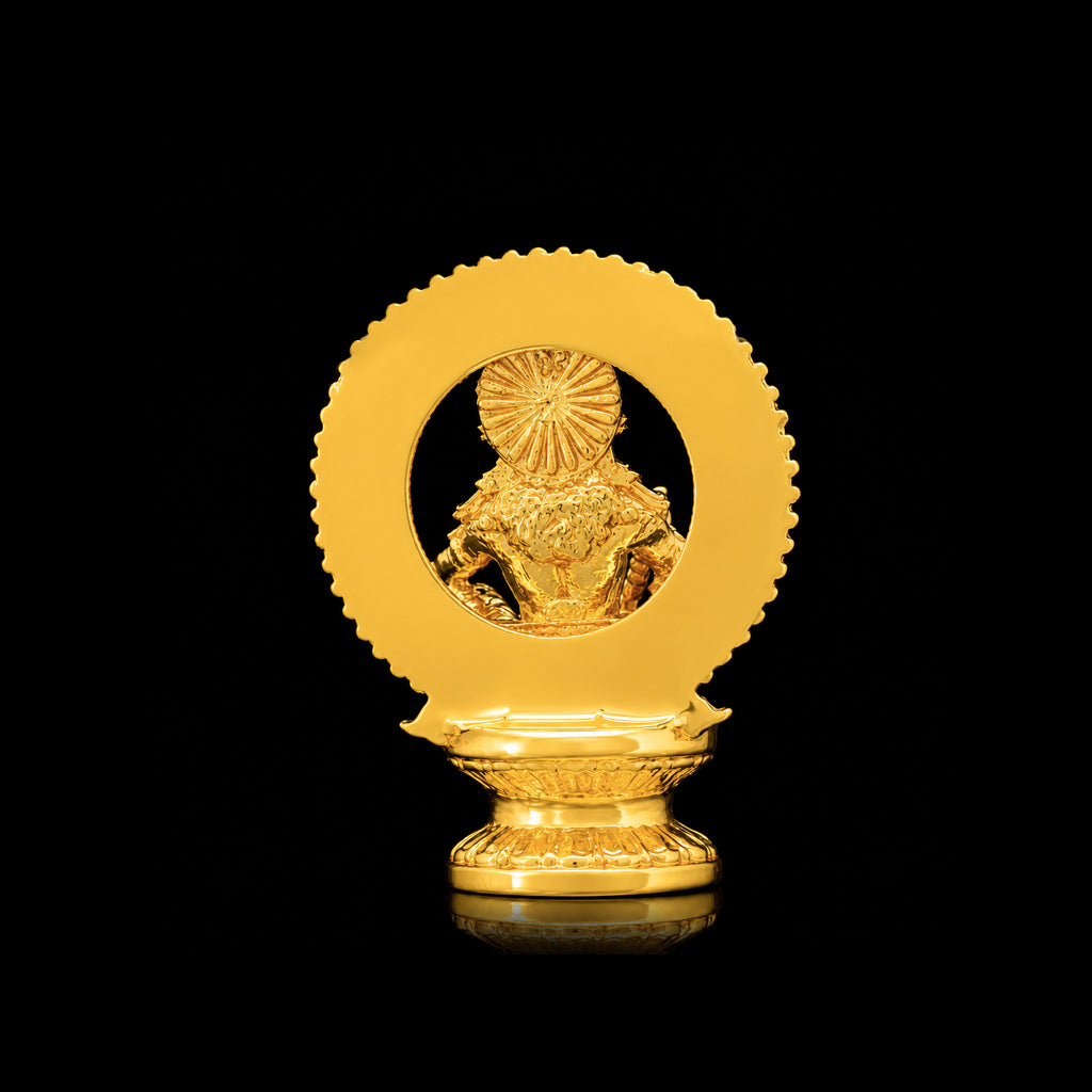 Arch Halo Seated Ayyappa Brass Idol Gold Layered