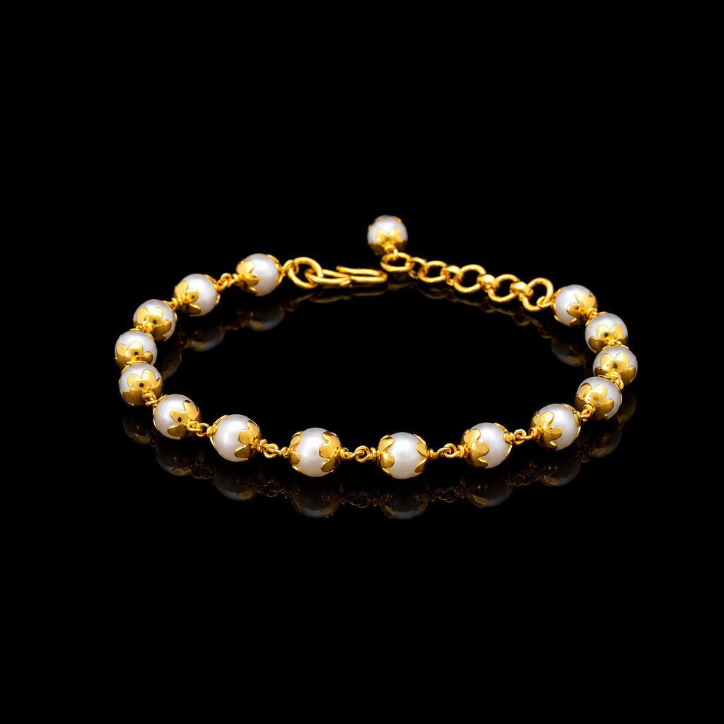 Premium Pearl Bead Chain Classic Bracelet Gold Layered