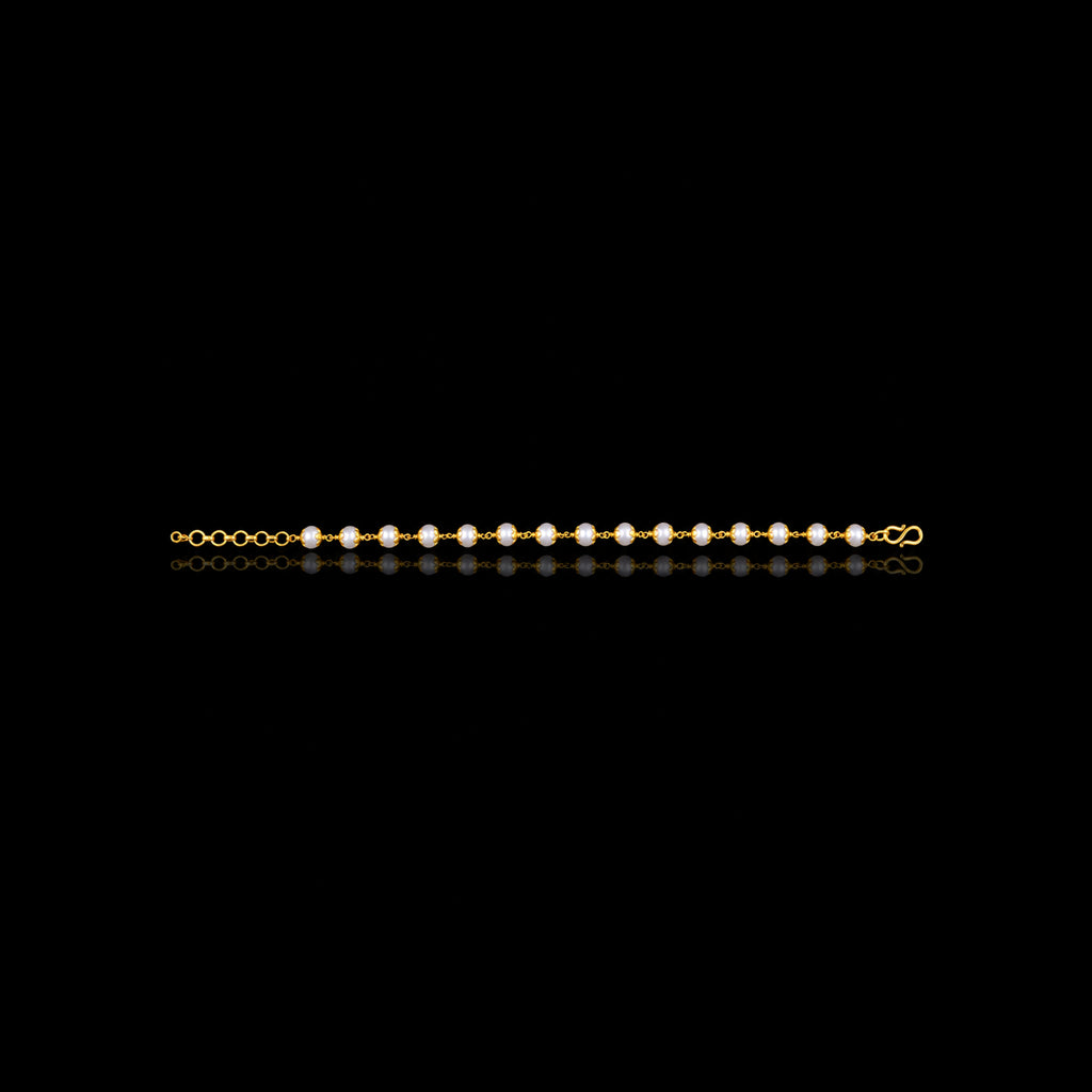 Premium Pearl Bead Chain Classic Bracelet Gold Layered