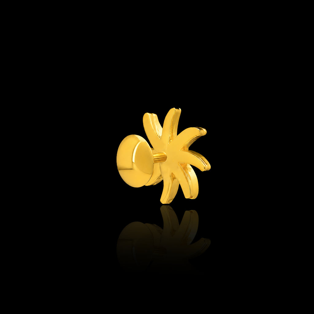 CZ Pinwheel Swirl Stone Stud Gold Layered