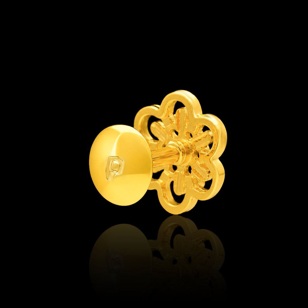 CZ Open Petal Cluster Stud Gold Layered
