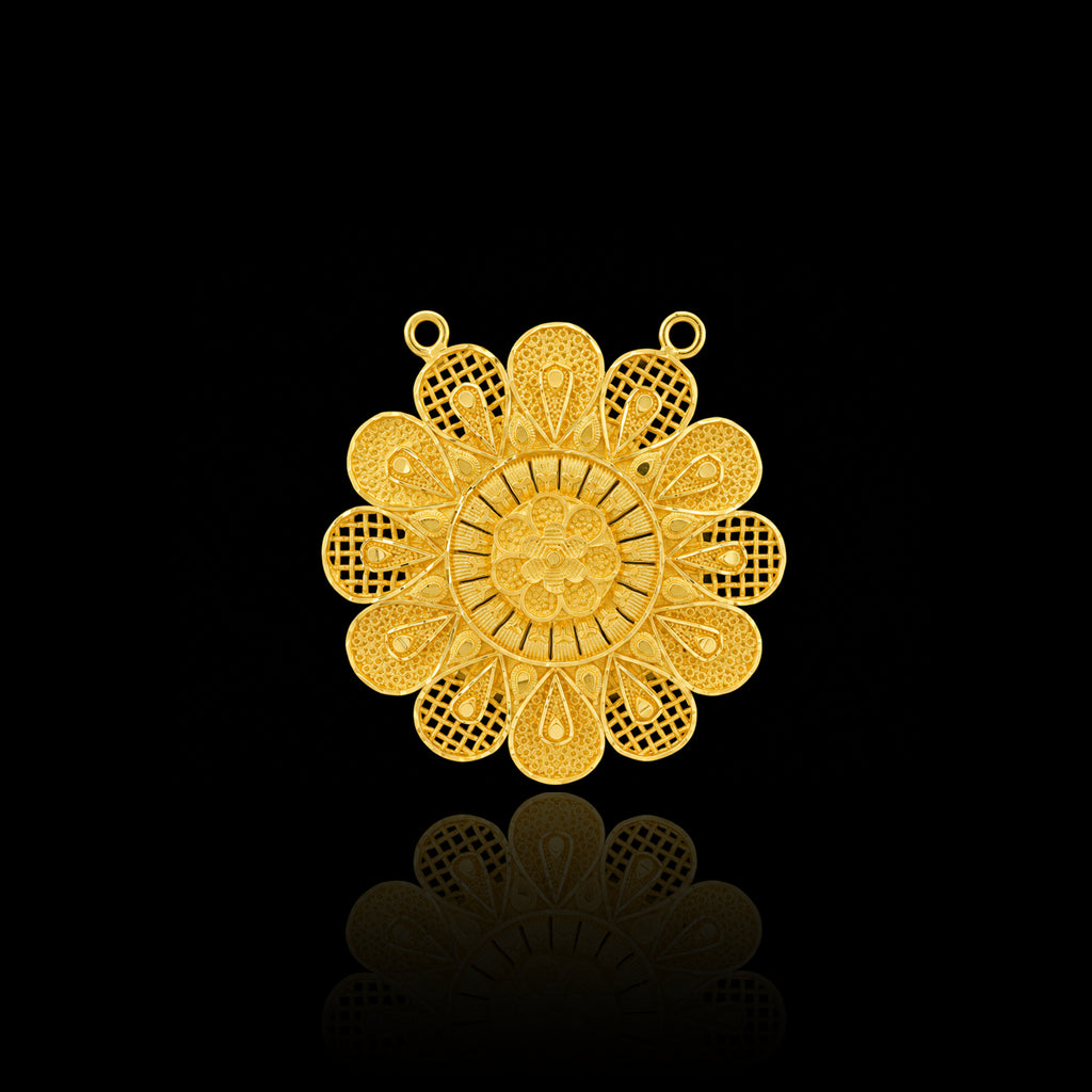 Filigree Bloom Lattice Petal Pendant Gold Layered