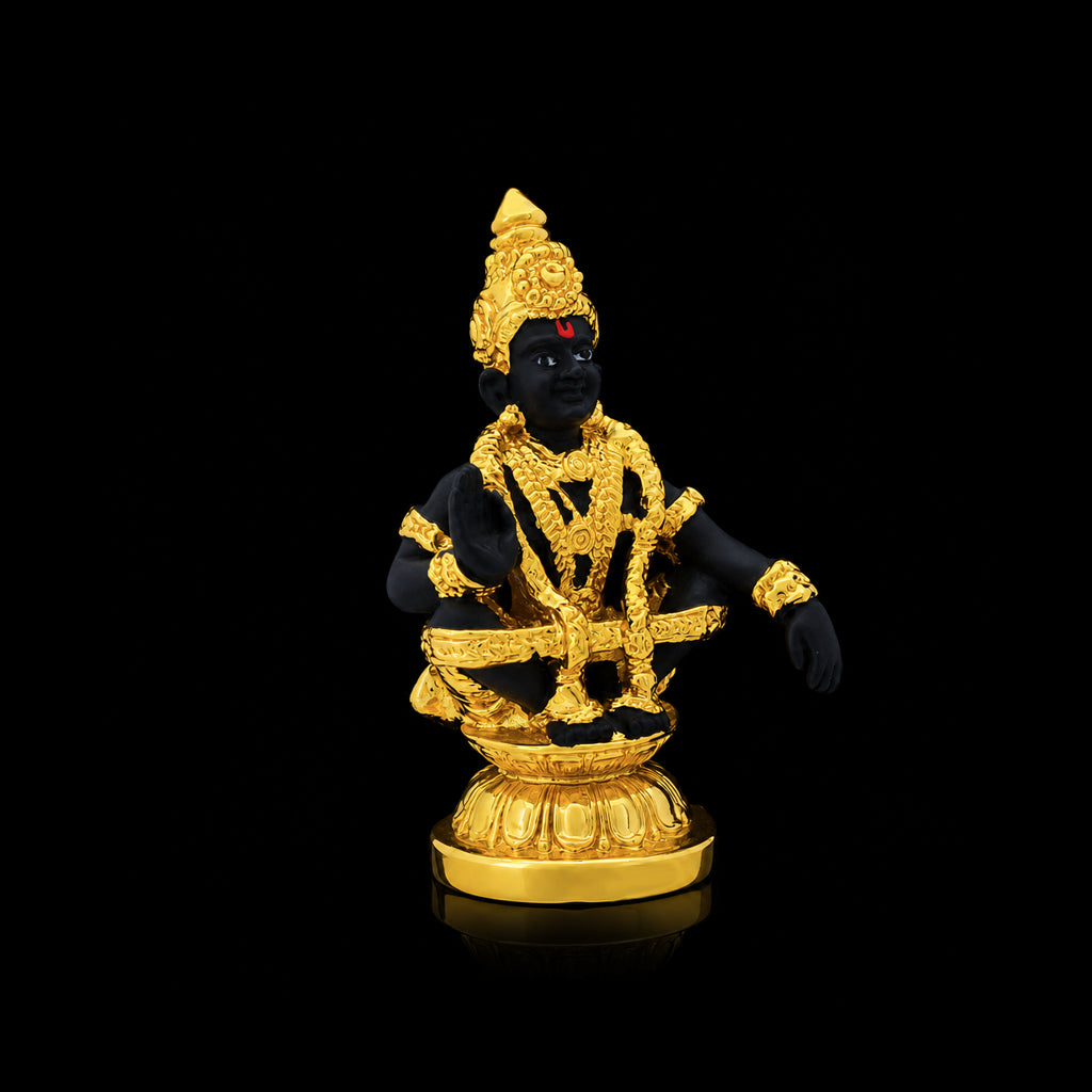 Black Gold Blessing Seated Ayyappa Resin Idol