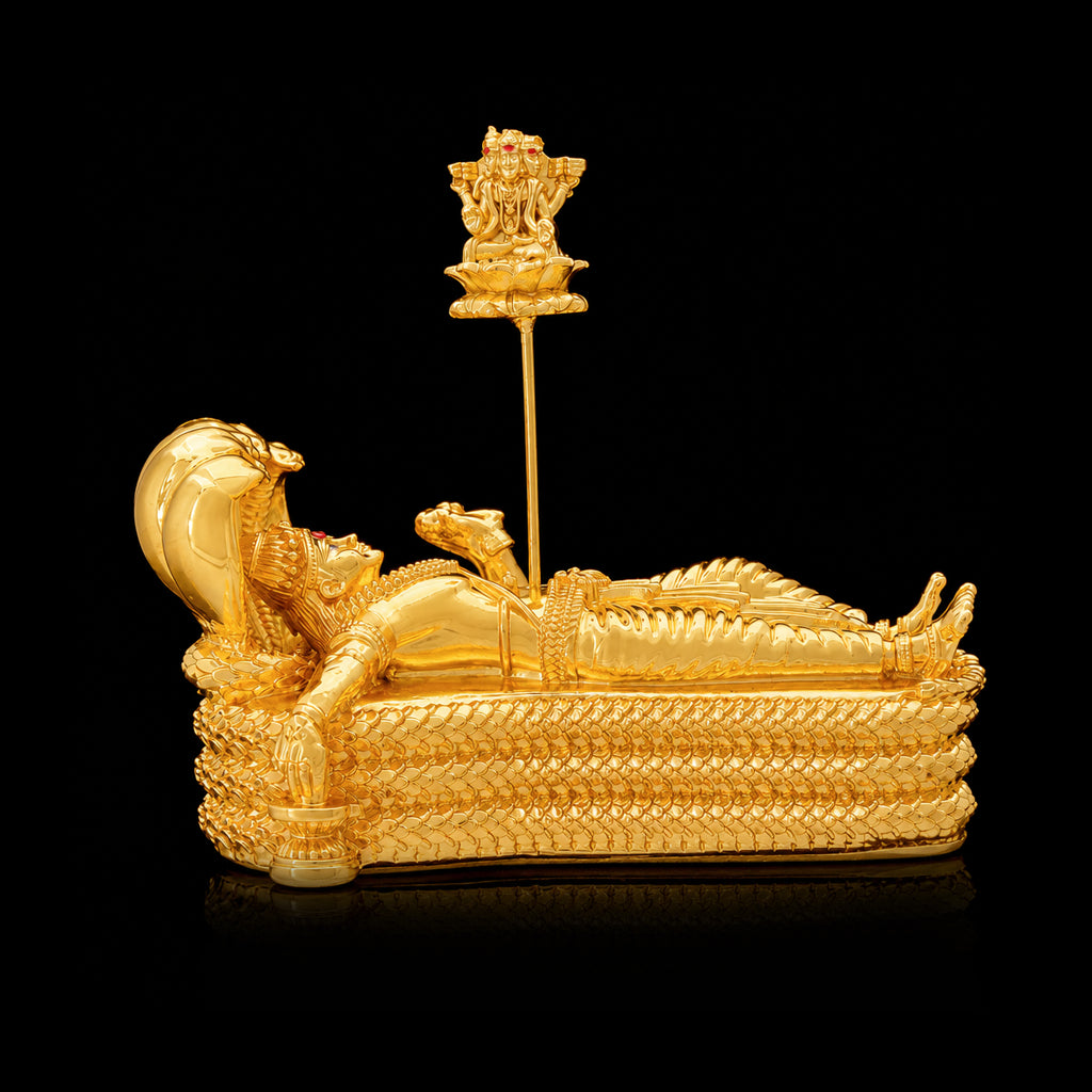 Ananthasayana Reclining Vishnu Resin Idol Gold Layered
