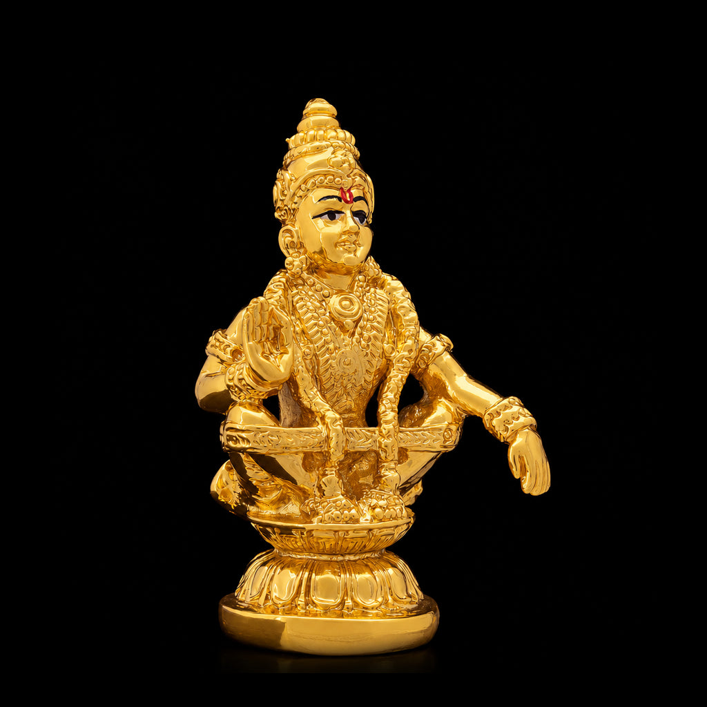 Blessing Seated Ayyappa Resin Idol Gold Layered