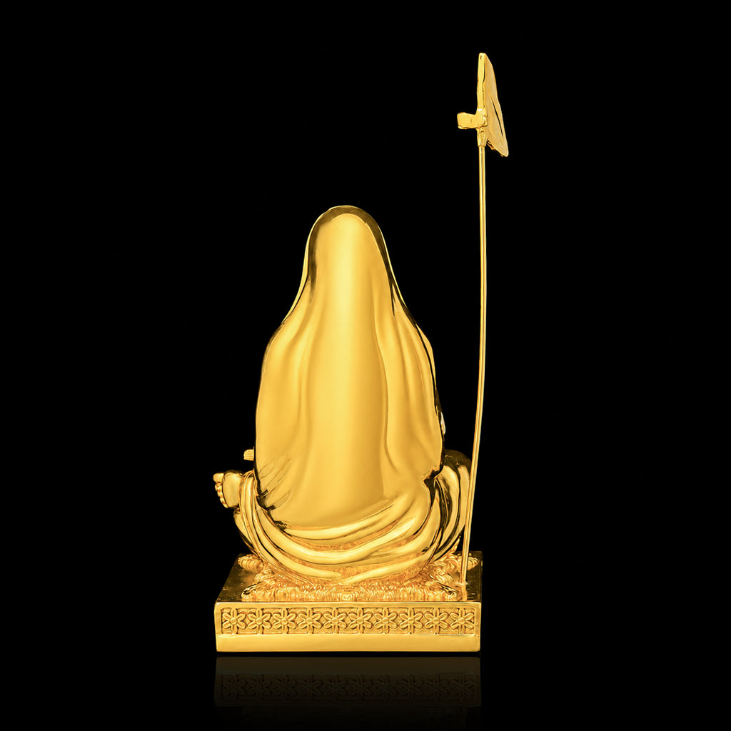 Blessing Seated Shankaracharya Resin Idol Gold Layered