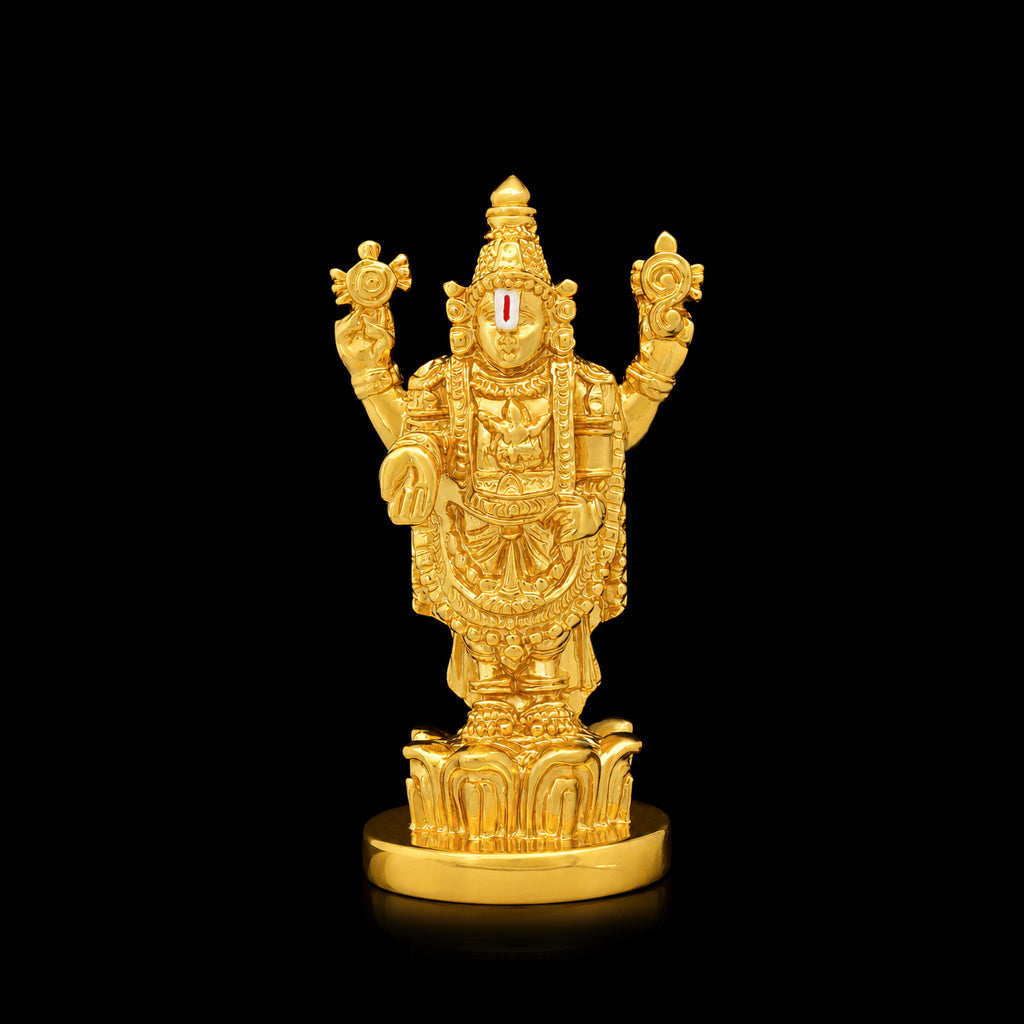 Ornate Standing Venkateshwara Resin Idol Gold Layered