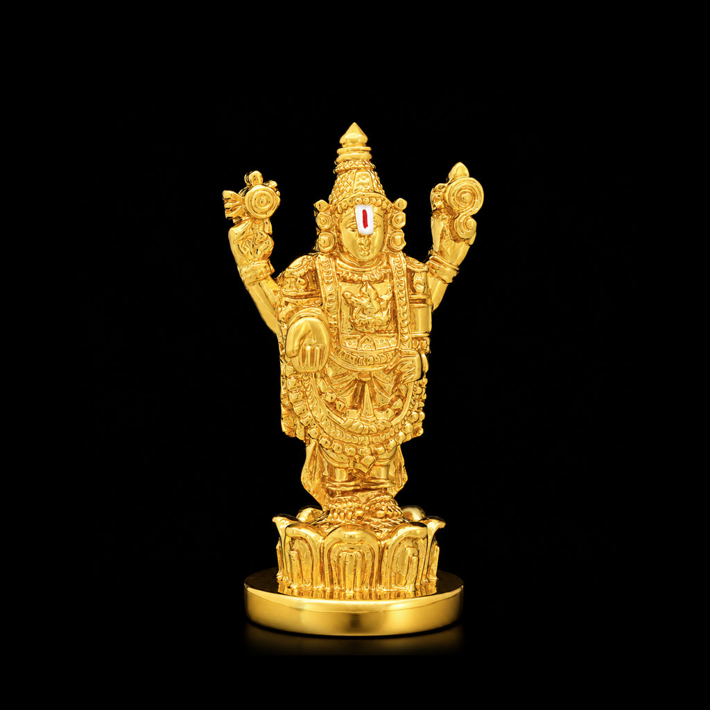 Ornate Standing Venkateshwara Resin Idol Gold Layered
