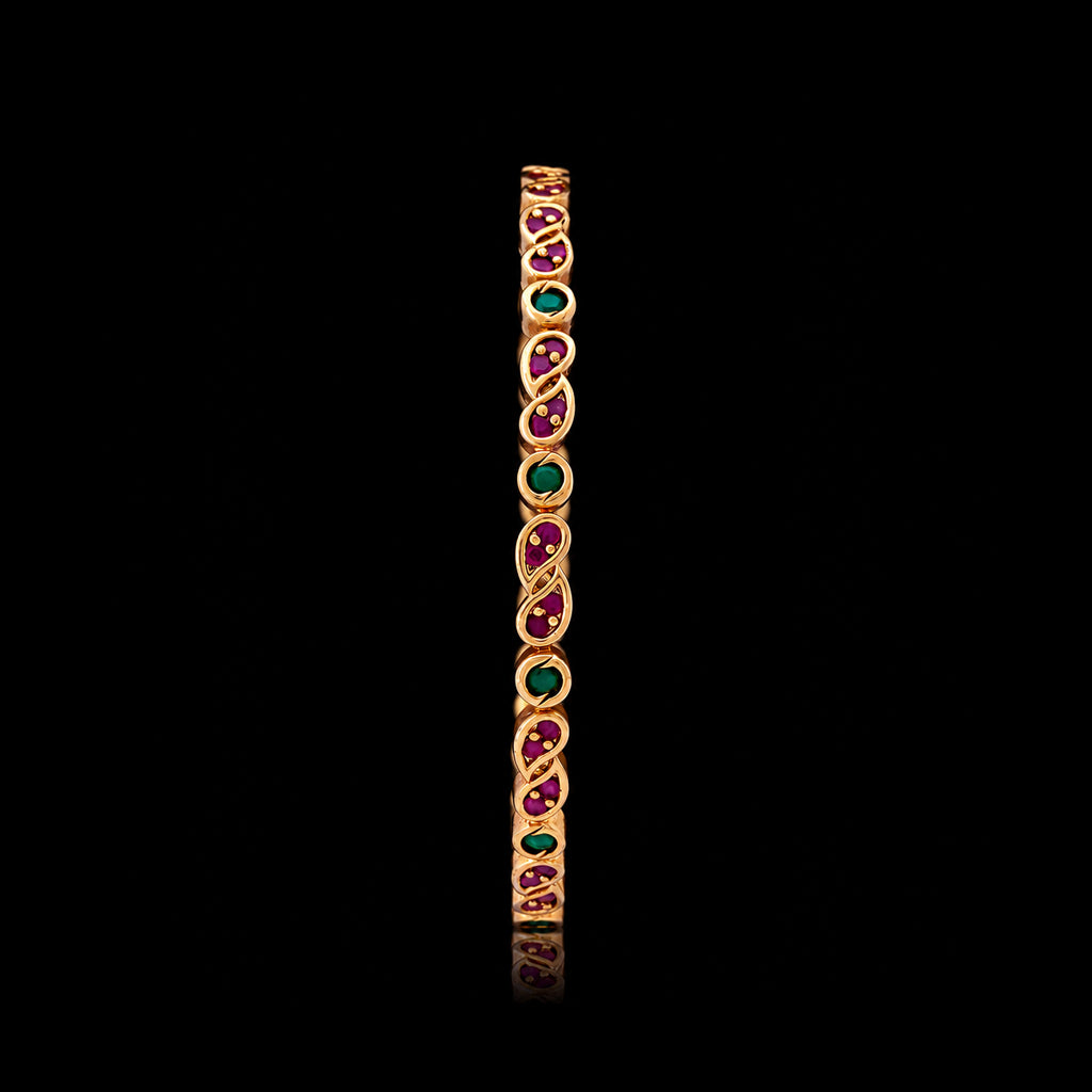 Paisley Infinity Twist Stone Bangle Gold Layered