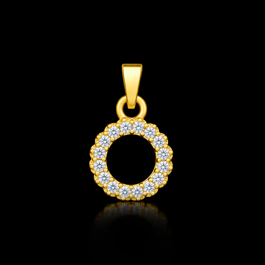 CZ Open Circle Halo Pendant Gold Layered
