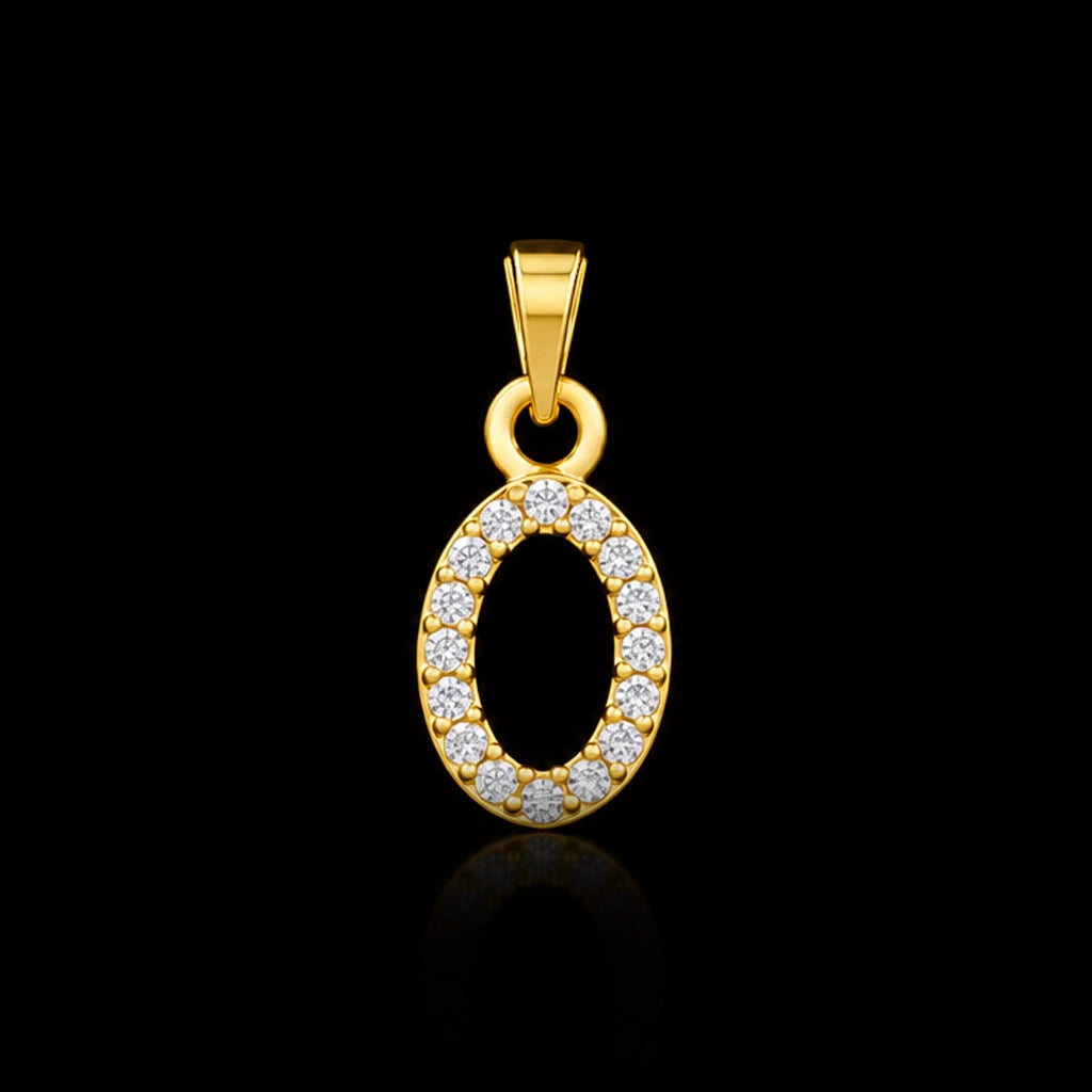 CZ Open Oval Outline Pendant Gold Layered