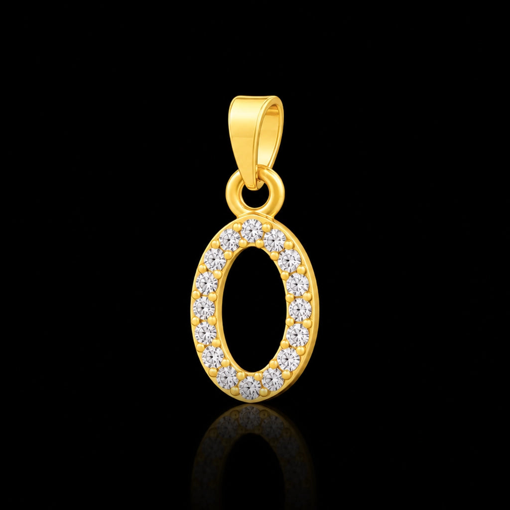 CZ Open Oval Outline Pendant Gold Layered