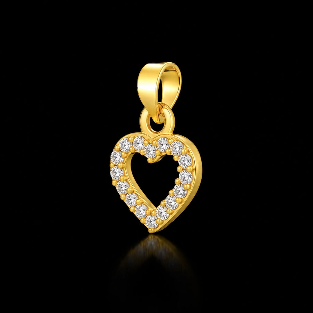 CZ Open Heart Outline Pendant Gold Layered