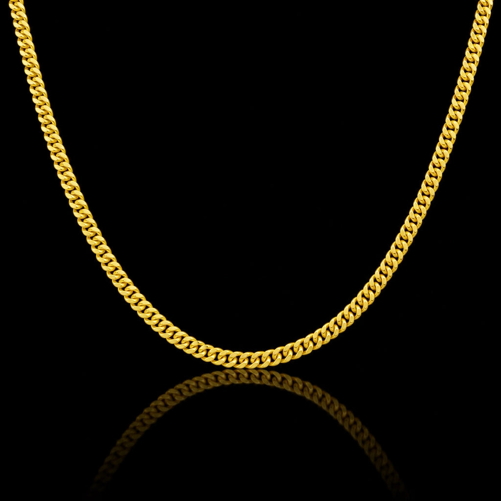 Gents Curb Flat Plain Chain Gold Layered
