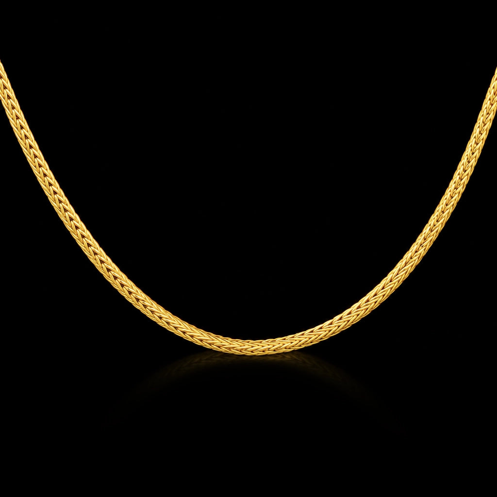 Gents Wheat Foxtail Plain Chain Gold Layered