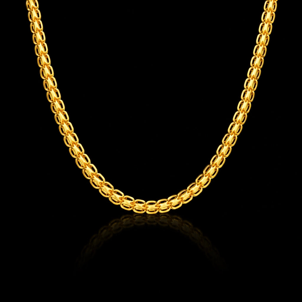 Gents Byzantine Oval Link Plain Chain Gold Layered